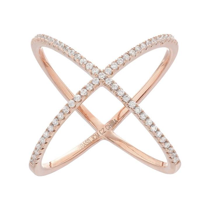 Fleur Cubic Zirconia X Ring, Women's, Size: 8, Pink