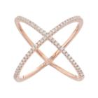 Fleur Cubic Zirconia X Ring, Women's, Size: 8, Pink