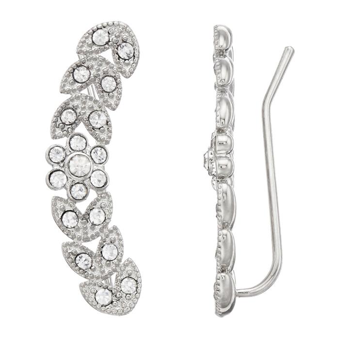 Lc Lauren Conrad Leaf Nickel Free Ear Climber Earrings, Women's, Silver