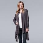 Women's Simply Vera Vera Wang Ribbed High-low Cardigan, Size: Small, Dark Grey