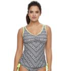 Women's N Moorea Tribal Tankini Top, Size: Large, Black