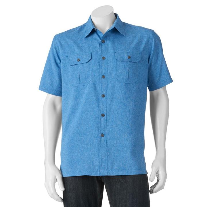 Men's Croft & Barrow&reg; Classic-fit Solid Outdoor Performance Button-down Shirt, Size: Medium, Blue (navy)