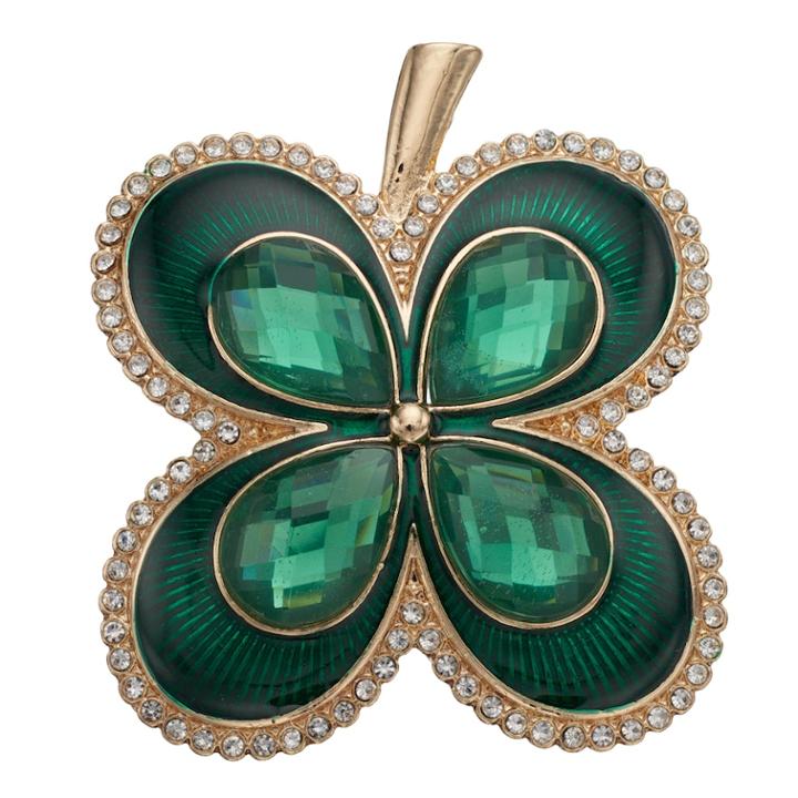Napier Green Four Leaf Clover Pin, Women's