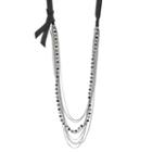Simply Vera Vera Wang Black Ribbon Beaded Long Swag Necklace, Women's, Blue