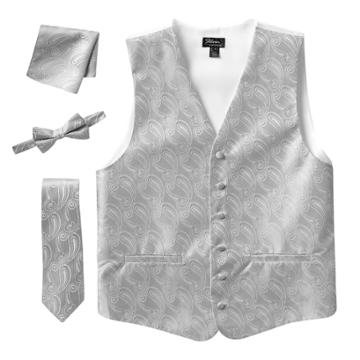 Steven Land Paisley 4-pc. Vest Set - Men, Size: Large, Grey