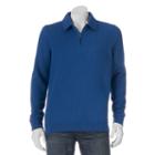 Men's Croft & Barrow&reg; Fleece Quarter-zip Polo, Size: Large, Dark Blue