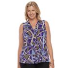 Plus Size Dana Buchman Pleated V-neck Tank, Women's, Size: 2xl, Purple