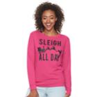 Junior's Fifth Sun Neon Pink Sleigh All Day Glitter Sweatshirt, Teens, Size: Xs