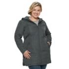 Plus Size Weathercast Modern Hooded Quilted Anorak Jacket, Women's, Size: 1xl, Silver