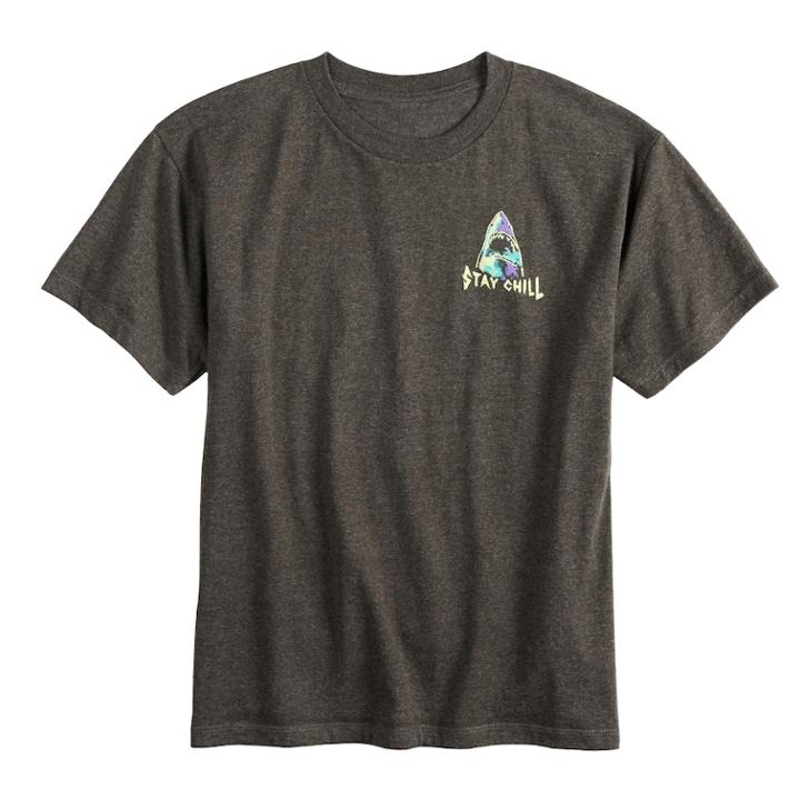 Boys 8-20 Shark Tee, Size: Medium, Dark Grey