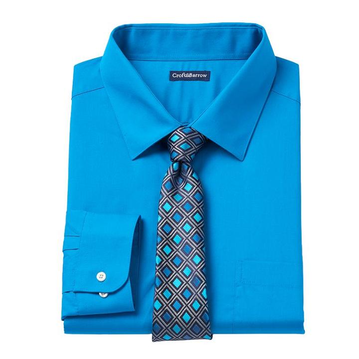 Big & Tall Croft & Barrow&reg; Classic-fit Striped Dress Shirt And Patterned Tie Boxed Set, Men's, Size: 20 34/5b, Blue Other