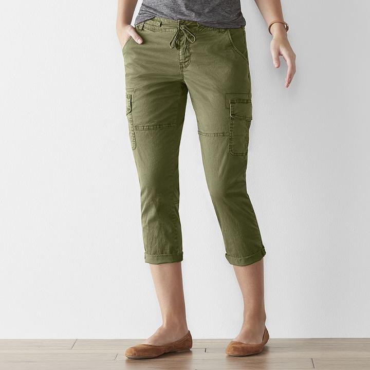 Women's Sonoma Goods For Life&trade; Utility Capris, Size: 16, Med Green