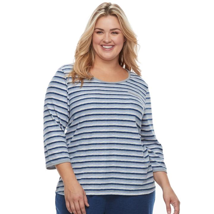 Plus Size Croft & Barrow&reg; Pajamas: Crewneck Tee, Women's, Size: 3xl, White