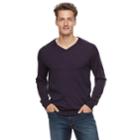 Men Apt. 9&reg; Wool-blend Merino V-neck Sweater, Size: Medium, Drk Purple