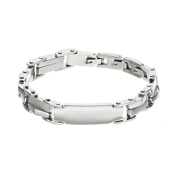 Focus For Men Stainless Steel Id Bracelet, Silver