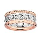 Stacks And Stones 18k Rose Gold Over Silver And Sterling Silver Heart Stack Ring Set, Women's, Size: 6, Grey