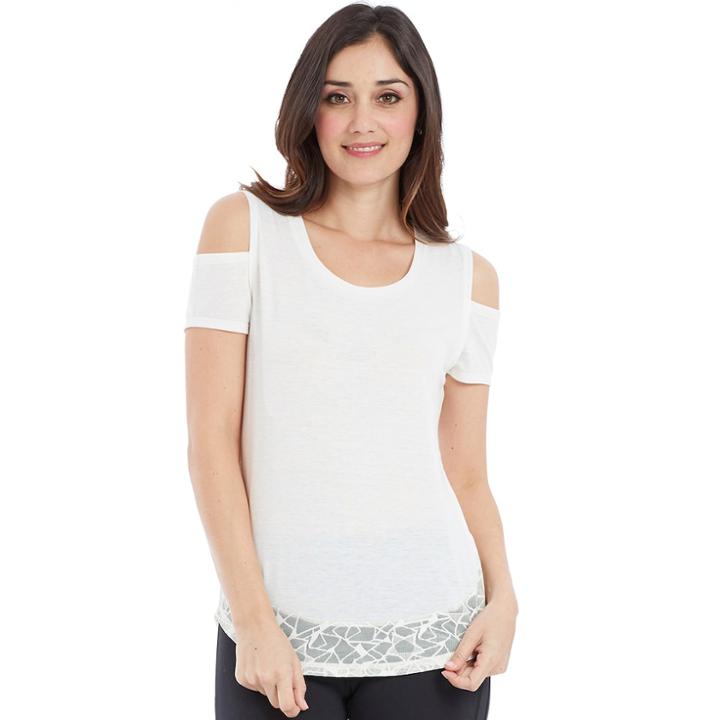 Women's Balance Collection Ember Cold-shoulder Tee, Size: Medium, Natural