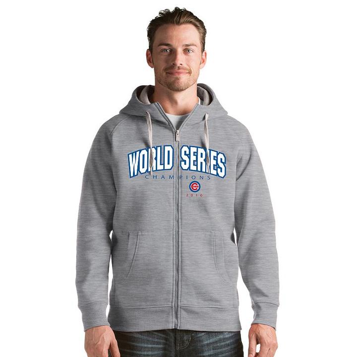 Men's Antigua Chicago Cubs 2016 World Series Champions Victory Zip-up Hoodie, Size: Small, Light Grey