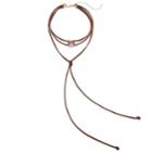 Mudd&reg; Pink Stone Faux Suede Choker Lariat Necklace, Women's, Brown