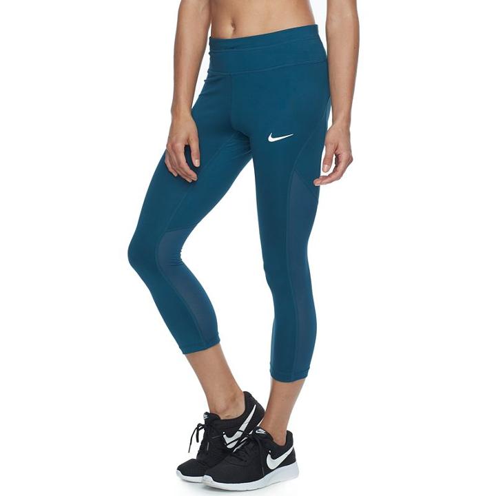 Women's Nike Power Running Capri Leggings, Size: Medium, Med Blue