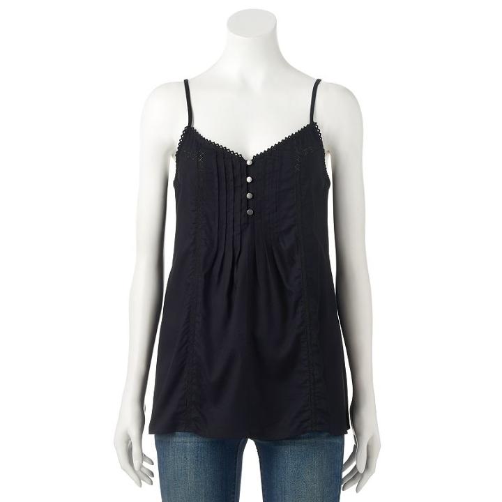 Women's Sonoma Goods For Life™ Pintuck Camisole, Size: Xl, Black