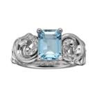 Lyric Sterling Silver Blue Topaz And Diamond Accent Openwork Scroll Ring, Women's, Size: 7