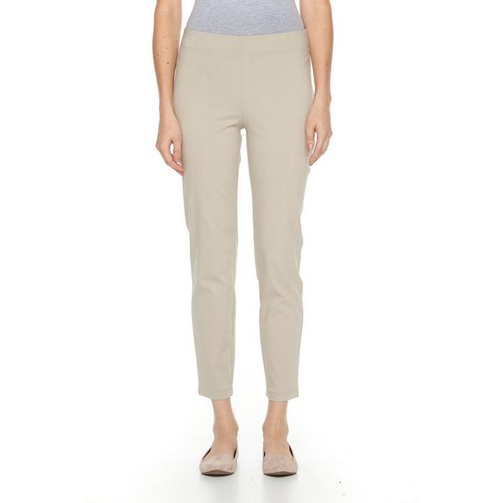 Women's Croft & Barrow&reg; Polished Pull-on Ankle Pants, Size: 14, Lt Beige
