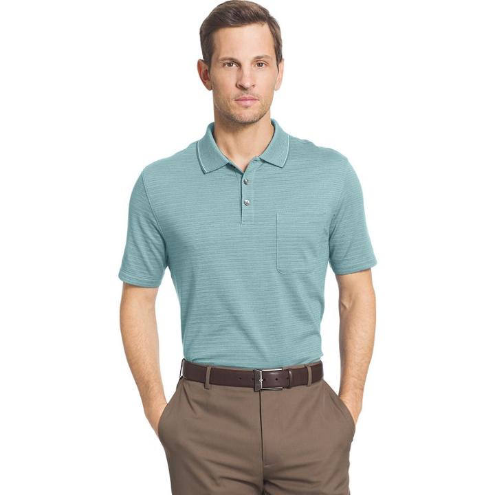 Men's Van Heusen Flex Stretch Striped Jacquard Polo, Size: Xxl, Turquoise/blue (turq/aqua)