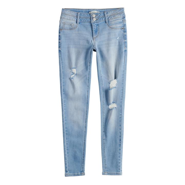 Girls 7-16 Mudd&reg; Flx Denim Leggings, Size: 8, Dark Blue