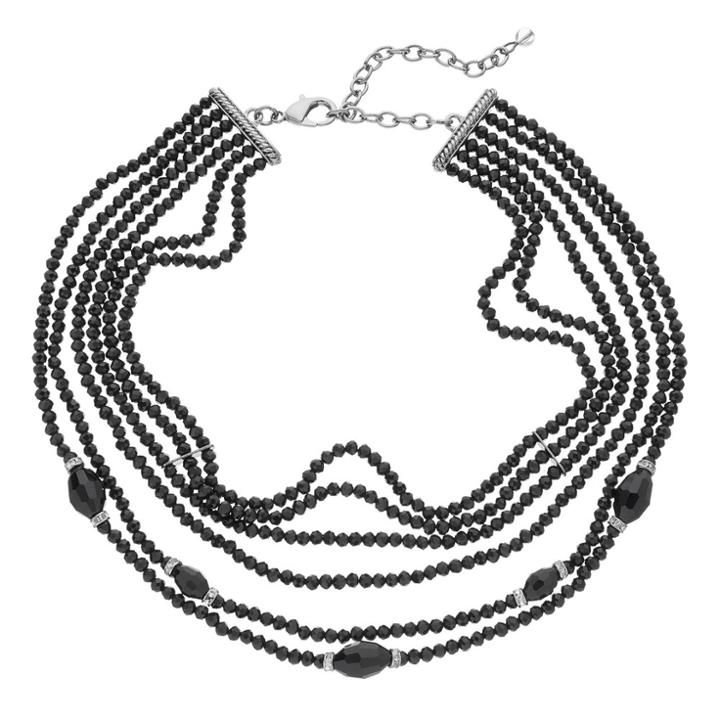Napier Black Beaded Multi Strand Choker Necklace, Women's