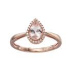 10k Rose Gold Morganite & Diamond Accent Halo Ring, Women's, Size: 8, Pink