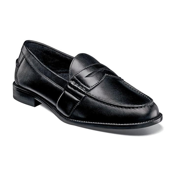 Nunn Bush Noah Men's Leather Penny Loafers, Size: Medium (9.5), Black