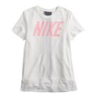 Girls 7-16 Nike Striped Drop Hem Tee, Size: Small, White