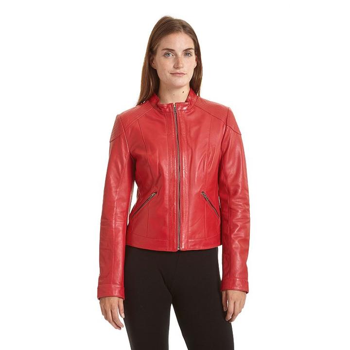 Women's Excelled Leather Motorcycle Jacket, Size: Small, Red
