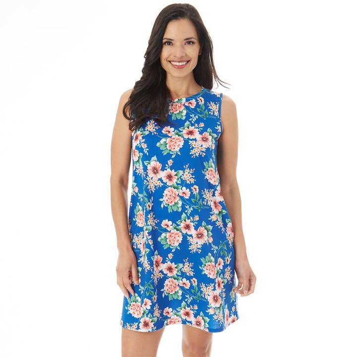 Women's Apt. 9&reg; French Terry Swing Dress, Size: Xxl, Cobalt Floral