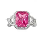 Sterling Silver 1/10-ct. T.w. Diamond And Lab-created Pink Sapphire Crisscross Ring, Women's, Size: 8