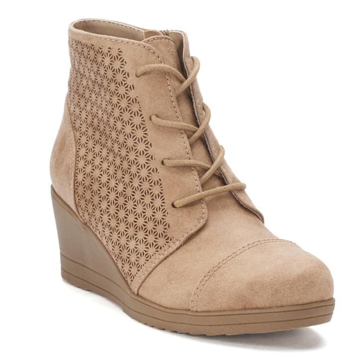 So&reg; Harmony Girls' Wedge Ankle Boots, Size: 5, Beig/green (beig/khaki)