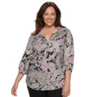 Plus Size Croft & Barrow&reg; Splitneck Peasant Top, Women's, Size: 2xl, Black