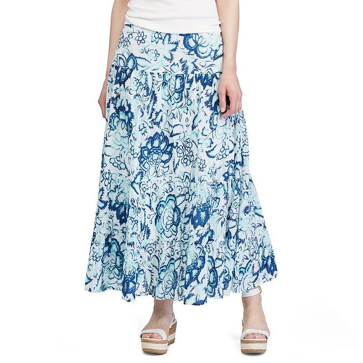Women's Chaps Floral Crinkle Maxi Skirt, Size: Medium, Blue
