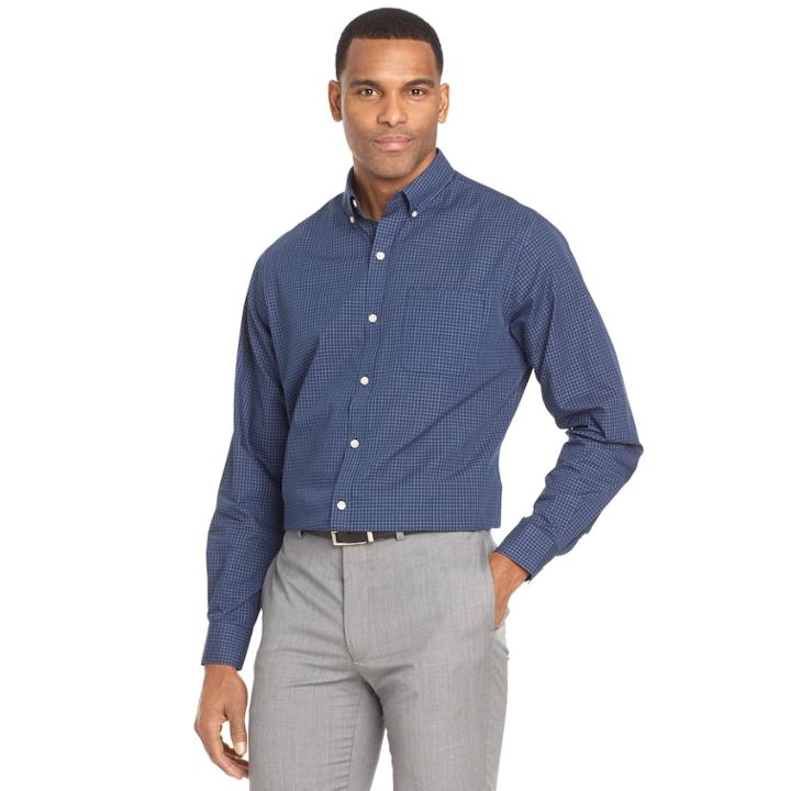 Big & Tall Van Heusen Classic-fit Checked Wrinkle-free Button-down Shirt, Men's, Size: 3xb, Turquoise/blue (turq/aqua)