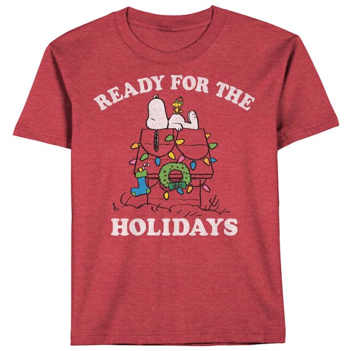 Boys 8-20 Peanuts Snoopy Ready For The Holidays Tee, Size: Medium, Med Pink