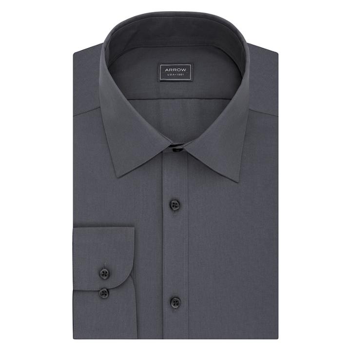 Men's Arrow Slim-fit Poplin Wrinkle-free Dress Shirt, Size: 2x-36/37, Grey