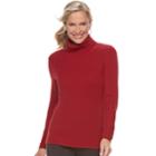 Women's Croft & Barrow&reg; Ribbed Turtleneck Sweater, Size: Xxl, Dark Red