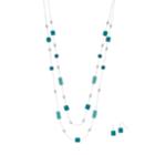 Aqua Beaded Double Strand Necklace & Nickel Free Drop Earring Set, Women's, Turq/aqua