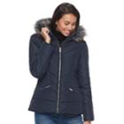 Juniors' Pink Envelope Faux-fur Quilted Puffer Jacket, Teens, Size: Small, Blue
