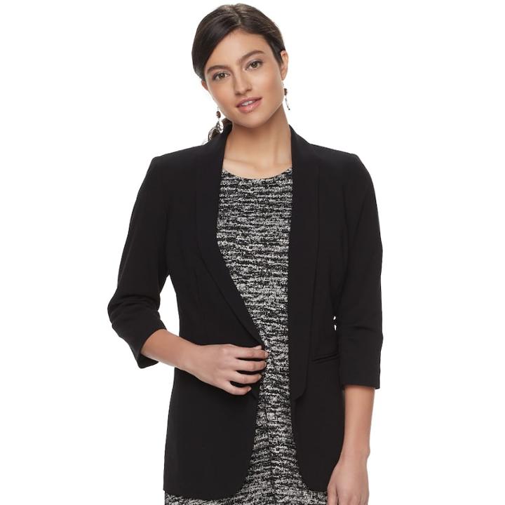 Women's Apt. 9&reg; Long Blazer, Size: Large, Black