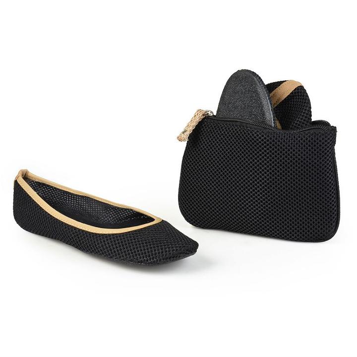 Sidekicks Meside Women's Foldable Ballet Flats, Girl's, Size: 7-8, Black