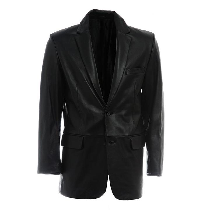 Men's Excelled Two-button Leather Jacket, Size: 40 Long, Black