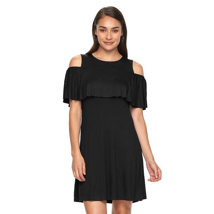 Women's Apt. 9&reg; Cold-shoulder Shift Dress, Size: Xl, Black