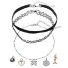 Mudd&reg; Pisces, Mermaid & Heart Interchangeable Charm Necklace Set, Women's, Black